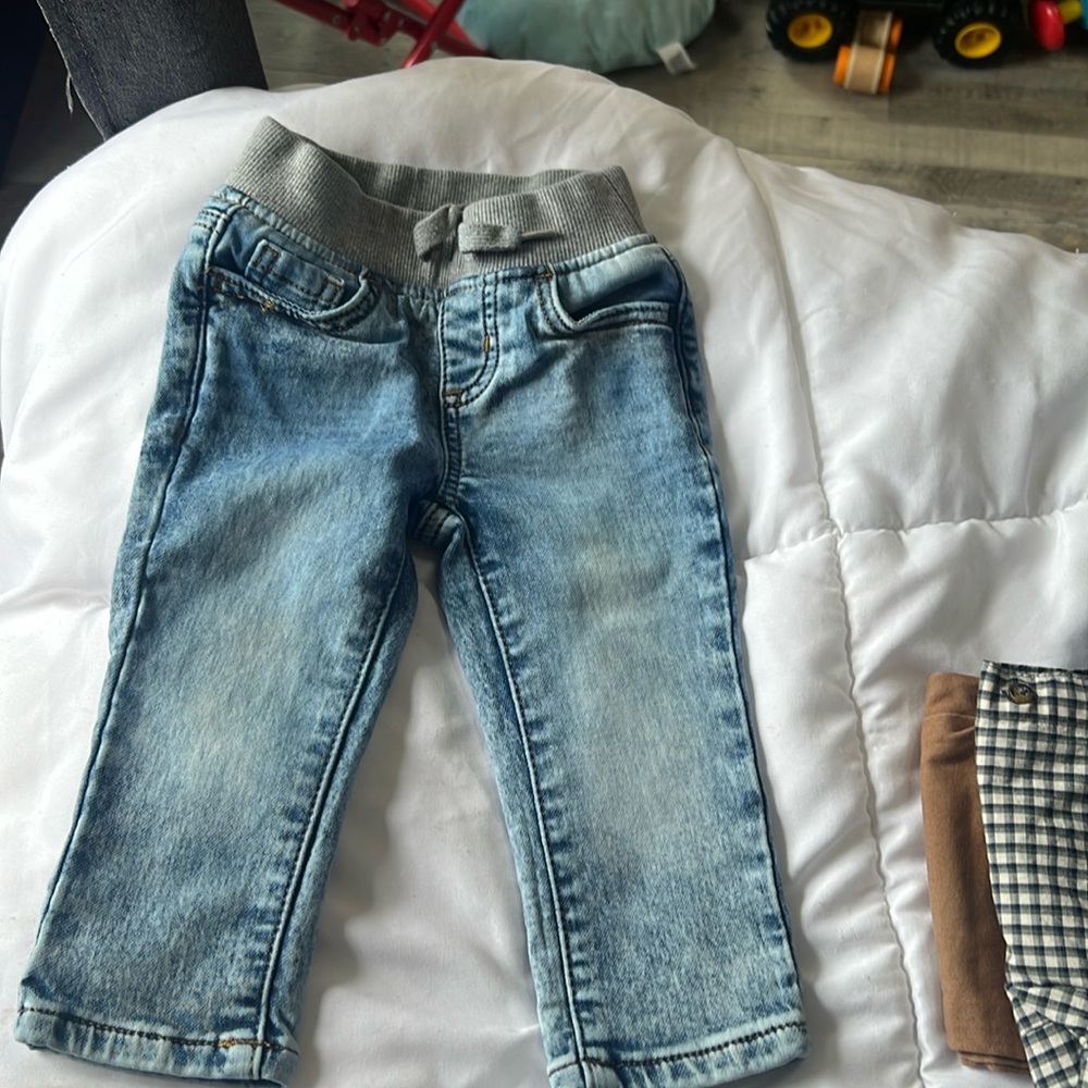 Wonder Nation Light Blue Kids Jeans with Gray Waistband